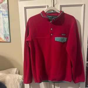 Patagonia Red Fleece with Teal Details